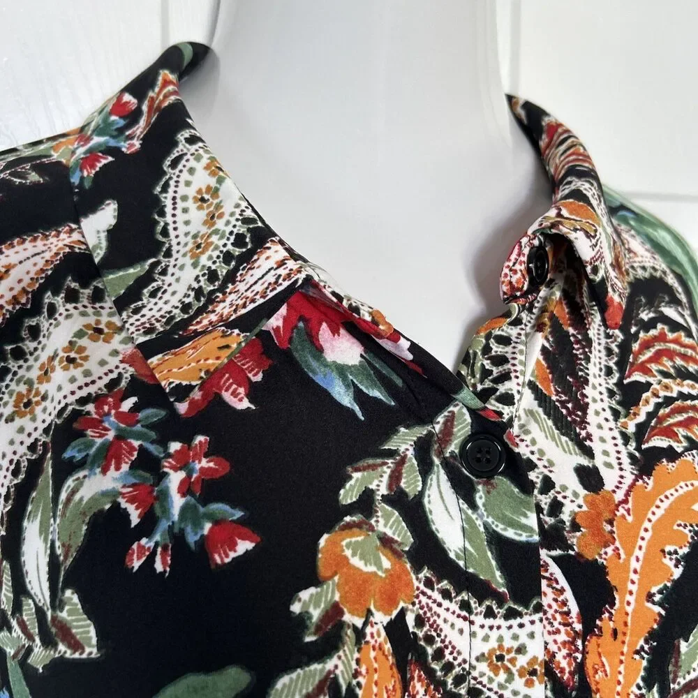 Attitudes by Renee Stretch Knit Floral Print Tunic Blouse Collar Plus Size 2X